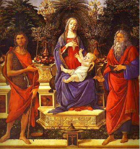 Sandro Botticelli Virgin and Child Enthroned between Saint John the Baptist and Saint John the Evangelist